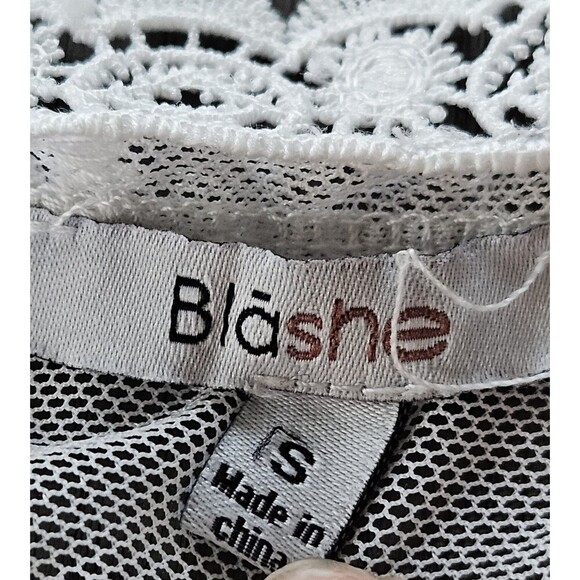 Blashe White Lace Kimono Swim Coverup Size S Tie Closure Bohemian Festival - Picture 3 of 8